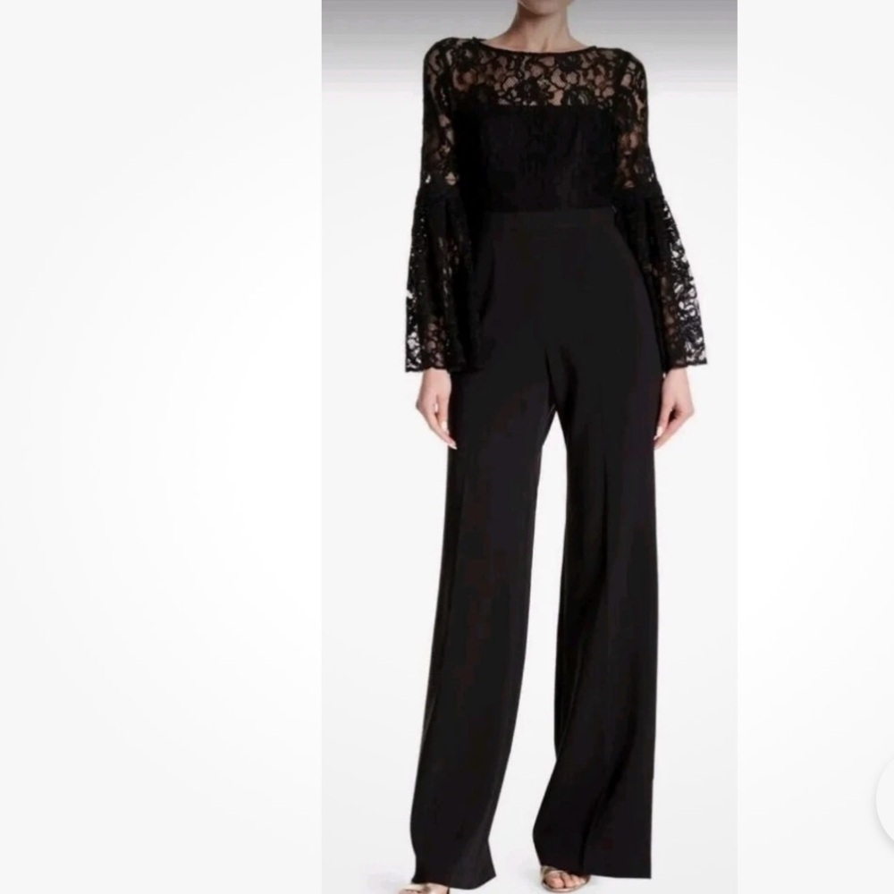 JAYGODFREY Black Lace Wide Leg Jumpsuit